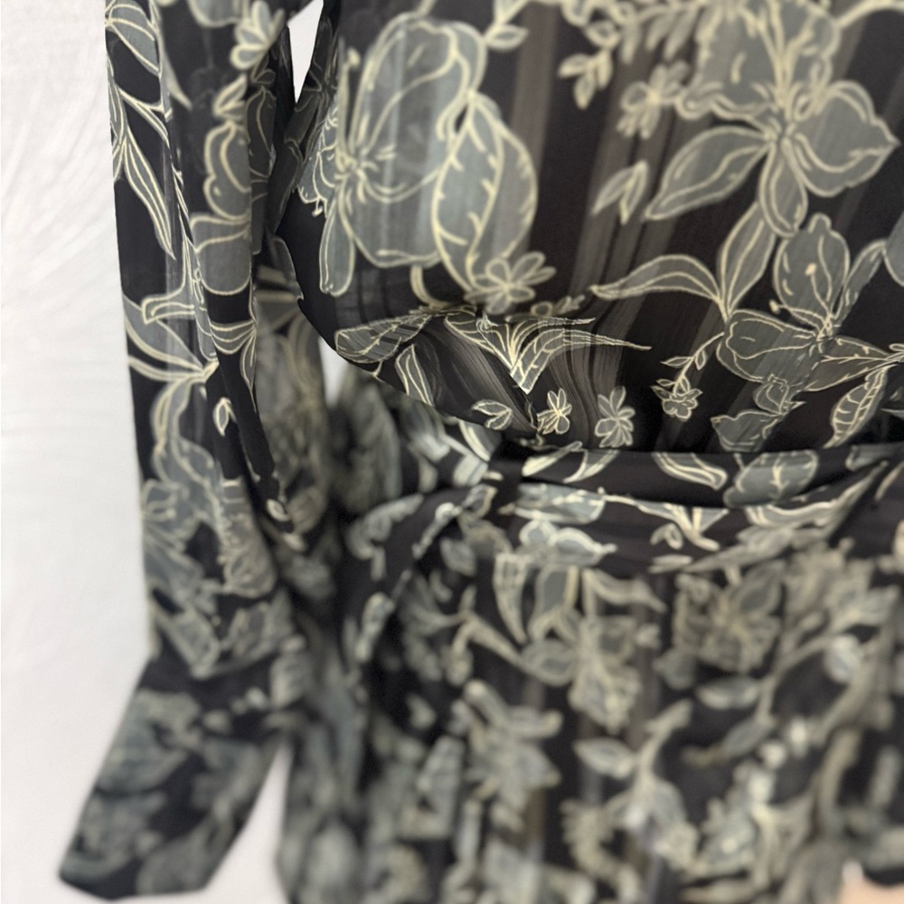 Reiss Black Floral Long Sleeve Dress - Picture 8 of 16